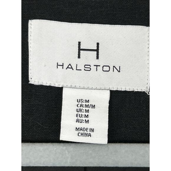 Halston Women’s M Black Linen Blend Lined Blazer Coat Jacket button-up - Picture 5 of 6